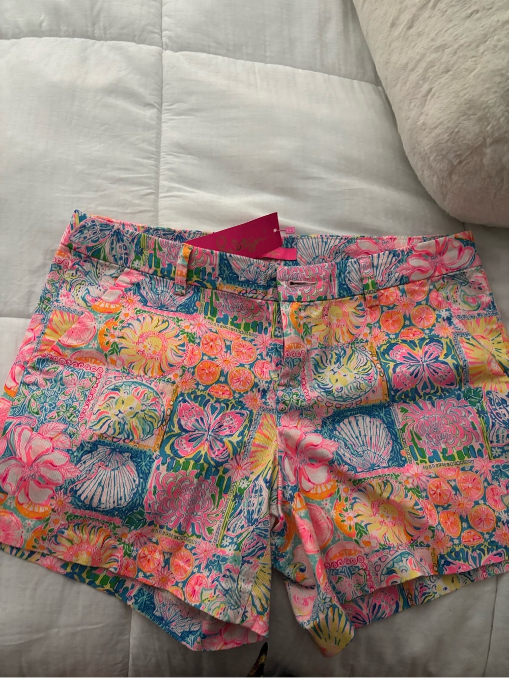 Lilly Pulitzer Pink Multi Floral Shell-Print Shorts